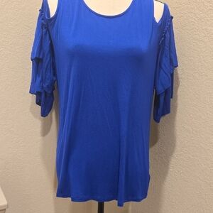 Inc ROYAL BLUE cold shoulder blouse